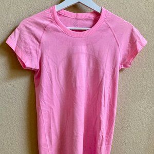 Size 4 Pink Lululemon Swiftly Short Sleeve Shirt